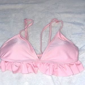 Pink ruffle bikini top
